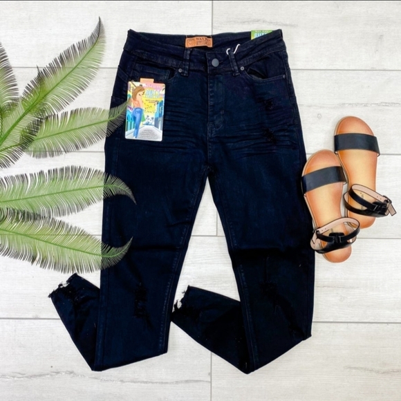 Wax Jean Jeans Wax Denim Black Skinny Jeans Size 3 Ripped Hem Poshmark